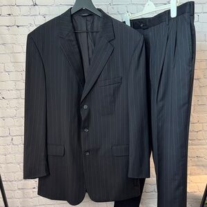 Men’s Black Pinstripe Suit Jacket & Trousers